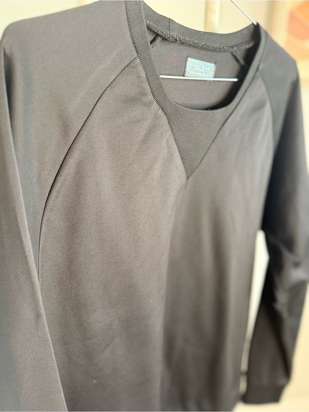 Zara Man Black Crewneck Long Sleeve Top
